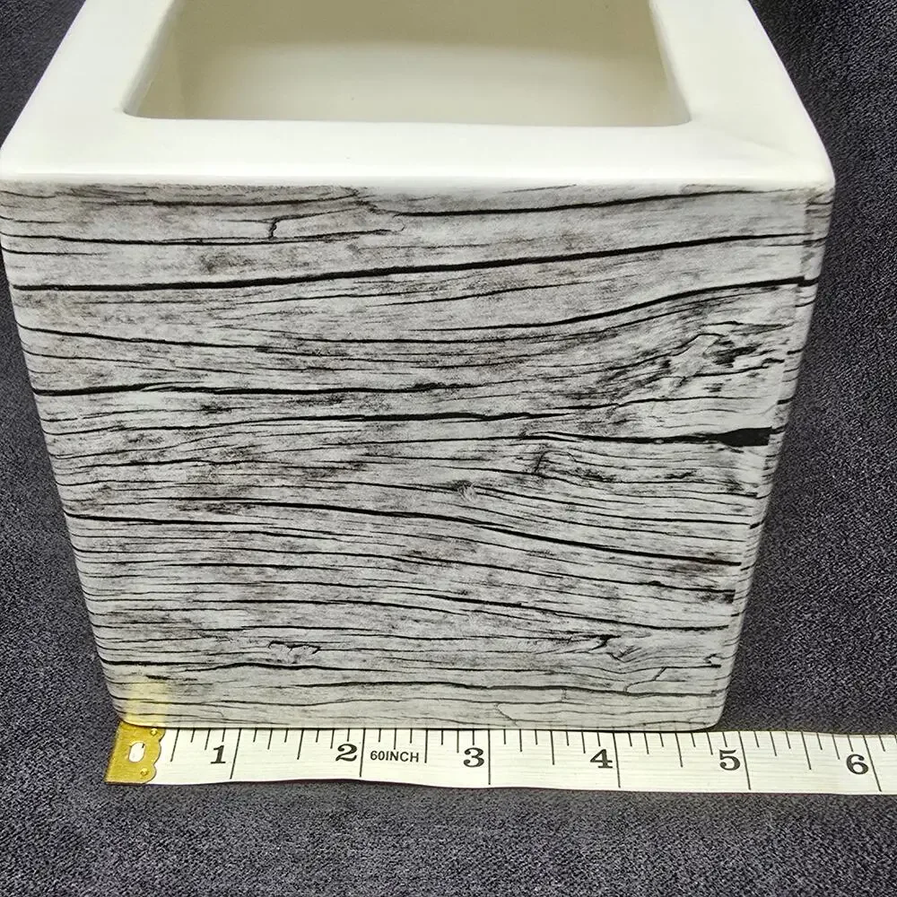 Ceramic Wood Look Planter Cache Pot Vase Holder